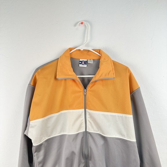 Vintage Pro Spirit Zip Up Jacket Men’s Size M Polyester Color Block Gray Orange - Picture 2 of 7